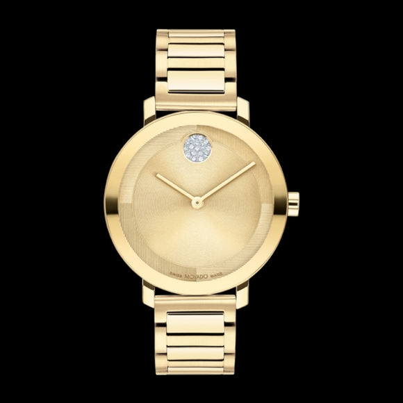 MOVADO BOLD EVOLUTION 2.0 Gold-Toned Metallic Museum With Crystal Set Dot